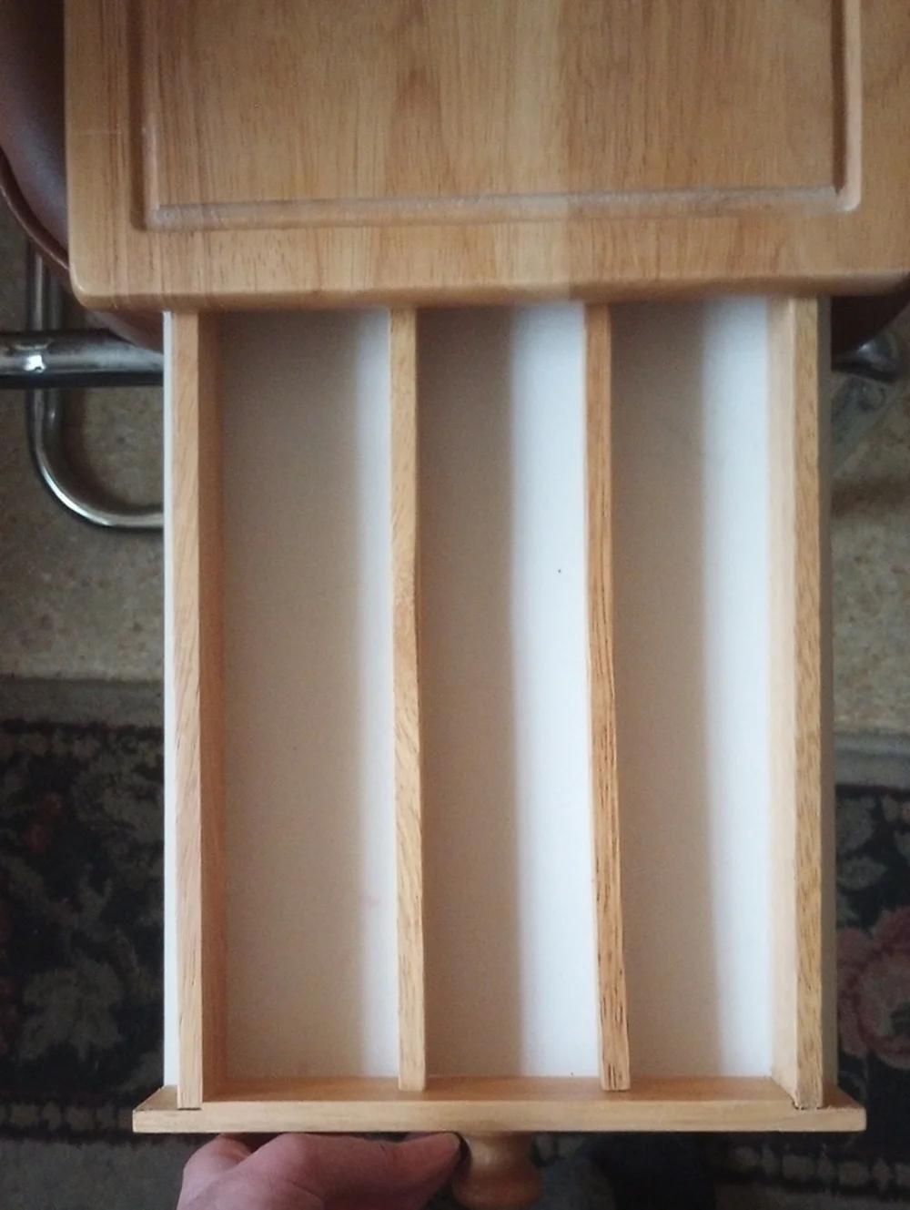 17 x 11 Inch Wood Cutting Board w/ Storage Organization Drawer